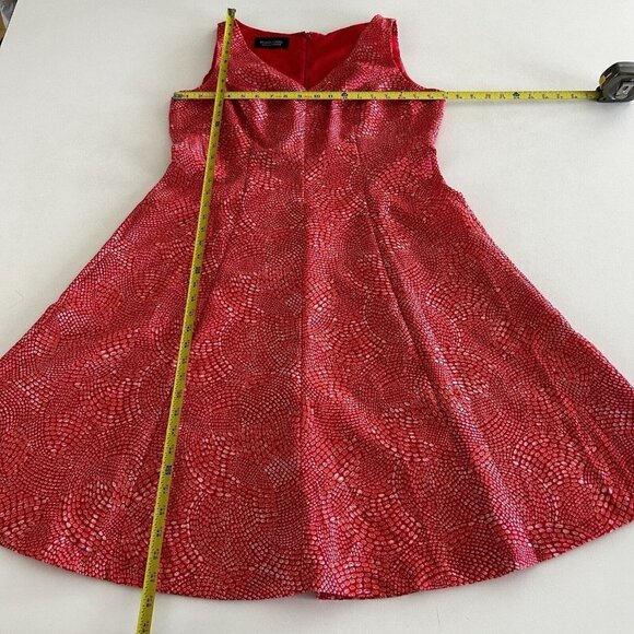 Black Label By Evan Picone Fit & Flare Midi Dress 14 Multicolor Sleeveless Zip - Picture 4 of 10